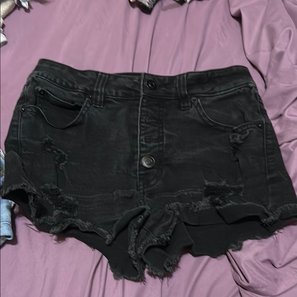 Rue21 Black Distressed Jean Shorts